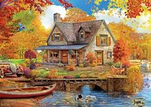 Buffalo Games - Angelo Bonito - Autumn Lake House - 500 Piece Jigsaw Puzzle for Adults Challenging Puzzle Perfect for Game Nights - Finished Puzzle Size is 21.25 x 15.00