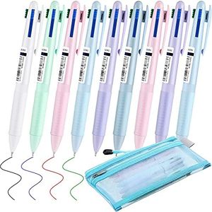 Tenare 8 Pcs 0.5 mm 4-in-1 Multicolor Ballpoint Pens Retractable Ballpoint Pens multicolor pen in one with Mesh Zipper Pouch for Office Back to School Supplies Students Children Gift Kids Party Favors