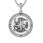 DOTBJ 925 Sterling Silver Compass Pendant Necklace with World Map - Inspirational Graduation Jewelry Gift for Men and Women