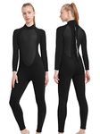 REALON Womens Wetsuit Full 3mm Neoprene Surfing Scuba Diving Snorkeling Swimming Suit (Black 3mm, M)