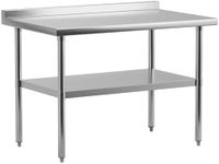 KYBOLT 48" x 24" Stainless Steel Work Table NSF Certified Heavy Duty Commercial Kitchen Prep Table with Undershelf & Backsplash for Home, Restaurant, Hotel, Silver