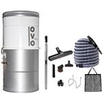 OVO Large and Powerful Central Vacuum System, Hybrid Filtration (with or Without Disposable Bags), 25L or 6.6 Gal, 630 Air watts + 40 ft Premium Deluxe Accessory Kit