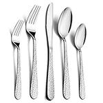 HaWare Hammered Silverware Set, 40-Piece Flatware Cutlery Set, Stainless Steel Eating Utensils for Home Hotel Restaurant, Premium Tableware Includes Fork Knife Spoon, Modern Design, Dishwasher Safe