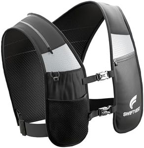 SWIFTVEST Gilet de Course à Pied pour téléphone | Gilet d'hydratation réfléchissant | Taille réglable | Porte-Bouteille d'eau | Léger | 6 Poches pour Accessoires (Noir, XXS)