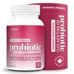 Nūher Probiotic for Women, 50 Billion CFU, 15 Diverse Strains. 60 Slow Release Capsules, 1 Daily. Supports Gut Health and Digestion, Bloating Relief, Feminine Health. Gluten Free, Dairy Free, Non-GMO.