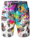 Cozople Men's Swimming Trunks 3D Tie Dye Pineapple Print Bathing Suit Knee Length Lightweight Swim Shorts with Mesh Lining for Summer Beach Size XLarge