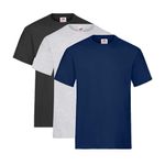 Fruit of the Loom Men's T-Shirt, Pack of 3, Black/Grey/Navy, M