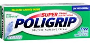 SUPER POLIGRIP Denture Adhesive Cream Artificial Flavor/Color Free 0.75 oz (Pack of 4)