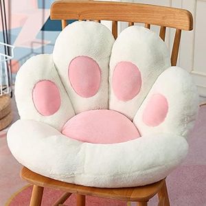 Cute Cat Paw Shaped Pillow Seat Cushion 28" x 24", Soft Jumbo Lazy Sofa Kawaii Bear Paw Pillows Tatami Floor Seating Cushions Mat Chair Pad for Dining Room, Bedroom, Office, Living Room, Medium White