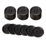 Packet of 20 x Black Resin 20mm Round Buttons 4 Hole