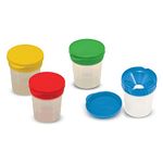 Melissa & Doug Spill-Proof Paint Cups - 4-Pack, Airtight Seal, Snap Lids | Kid-Safe Reusable No-Spill Paint Cups Storage Containers