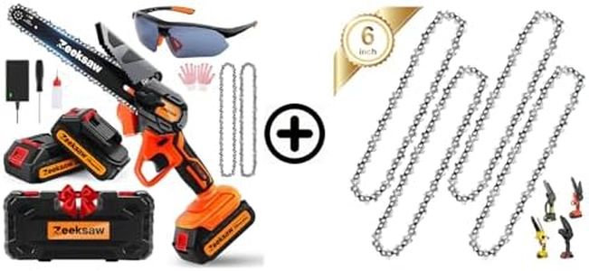 Zeeksaw Mini Chainsaw 6 inch Cordless + EXTRA 4 CHAINS