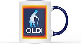 Oldi Woman Mug- Birthdays Christmas Funny Gift Presents Mother's Day Celebration Novelty Coffee Tea Heavy Duty Handle Dino Coated Dishwasher/Microwave Safe Sublimation Ceramic (Colbalt Handle Prime)