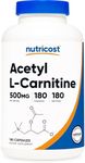 Nutricost Acetyl L-Carnitine 500mg, 180 Capsules - Non-GMO and Gluten Free