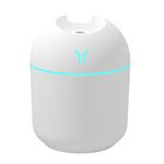 250ML Colorful Cool Mini Humidifier, 7 Color LED Night Light, USB Personal Desktop Humidifier for Car, Office Room, Bedroom, Auto Shut-Off, 2 Mist Modes, Super Quiet (White)