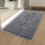 Homaxy Hello Door Mat, Dirt Trapper Doormats Non-Slip Low Profile Durable Door Mat for Outdoor, Indoor, Entrance, Patio, Front Back Door — (44 x 76cm, Grey)