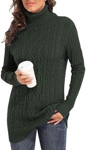 PrettyGuide Women's Long Sweater Turtleneck Pullover Tunic Sweater Tops M Green