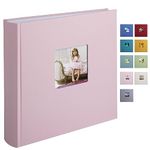 Scrapbook Photo Album with Writing Space, Wedding Guest Book Receptions 120 Pages for 4X6, 5X7,8X10 Linen Cover with Window Photos Book Family Albums for Wedding Or Baby Shower Guest Book Pink