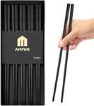 AMFUN Fiberglass Chopsticks,5 Pairs Reusable Chopsticks, Japanese Chinese Chop Sticks with Sakura Patterns, Dishwasher-Safe, Sushi Non-Slip Chopsticks Set for Sushi Noodles Rice