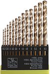 Hymnorq Metric M35 Cobalt Steel Extremely Heat Resistant Twist Drill Bits with Straight Shank Set of 13pcs to Cut Through Hard Metals Such as Stainless Steel and Cast Iron