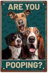 CREATCABIN 3Dogs Tin Sign Toilet Vintage Metal Sign Are You Pooping Kind Reminder Poster Retro Pintura Placa Letrero de Hierro Decoración de Pared Arte Mural Colgante para Baño Baño Hogar 30x20 cm