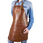 Personalised Engraved Leather BBQ Apron - Personalised Leather BBQ Apron Engraved with Your Name or Text of Choice, Various Designs & Fonts available, Real Buffalo Leather, Size Adjustable Brown