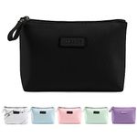 Cosmetic Bags for Women Small Makeup Bag for Purse Pu Leather Makeup Pouch Travel Makeup Bag with Zipper Make Up Bag for Travelling (Black)