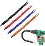 4 Pack Flexible Drill Bit Extension, Screwdriver Soft Shafts, 11.6 inch, FineGood Universal Drill Connection - Black, Red, Blue, Orange