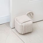 Marwood Rope Knot Door Stops Decorative Nautical Door Stopper Handmade with Handle, Weighted Interior Square Doorstop Sailor Knot for Door and Window - Beige (5"x5", 4.4lbs)