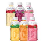 Mogu Mogu Multi Flavour Mix Fruit Juice With 25% Nata De Coco | Energy Booster Drink | Full Of Natural Fruit Fibres | No Added Preservatives And Colours - 320Ml(Combo Of 6)