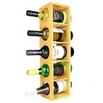 Bamboo Wine Rack | Wall Mounted 5 Bottle Holder Stand | Wooden Pre-Assembled Wine Shelf Cabinet | Stackable Modular Design | M&W