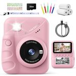 TIATUA Kids Camera Instant Print, 3.0" HD Screen 48MP Instant Camera for Kids with 32G Card & 3 Print Paper, 1080P HD Digital Camera for Toddler, Fun Gift for Girls Boys 3-12 Years Old