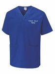 Personalised Embroidered Your Text Scrubs Tunic Health Care Hospital Medical Uniform Women Men Nurse Uniform Workwear Doctor Nurse Dress V Neck Line Regular Fit Top Royal