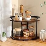 Safona 2 Tier Wood Spice Rack, Kitchen Corner Shelf, Countertop Storage Shelf, Desktop Storage Organiser, Multifunctional Shelf for Kitchen, Dining Room, Office, 30 x 30 x 32 cm