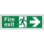 V Safety Fire Exit Arrow Right Sign - Landscape - 300mm x 100mm - 2mm Rigid Plastic, 14004AX-R2