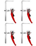 QWORK Ratcheting Table Clamp, 4 Pack Quick Release Bar Clamp with 6-5/16" Capacity and 2-5/16" Throat Depth for Sanding, Cutting, WD15064