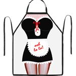 BIKBOK Funny Apron for Women and Men, Cute Kitchen Apron as Gag Gifts for Adults, Friends, Girlfriend, Boyfriend and Birthday Gifts (French Maid)