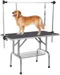 Portable Dog Pet Grooming Table,36" Professional Folding Trimming Drying Table w/Arm/Noose/Mesh Tray,Height Adjustable,Load Capacity Up to 300lbs,Black