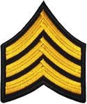 Papapatch Chevrons Sergeant E-5 Stripes US Army Rank Sew on Iron on Arms Shoulder Embroidered Applique Patch - Black and Yellow (1 Piece) (IRON-E5-BKYW)