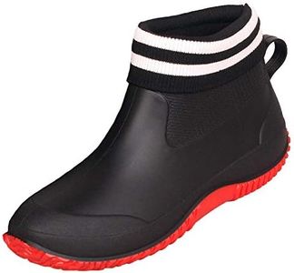 SMajong Stivali in Gomma Uomo Donna Impermeabili Scarpe da Giardinaggio Antiscivolo Scarpe da Pioggia Scarpe Gomma Stivali Caviglia Caldi Nero Rosso Cotone Taglia 42 EU (Suola 43)