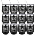 Norme 12 Pcs Thank You Gift for Women Men Employee Appreciation Gift 12oz Tumbler Insulated Stainless Steel Cup Inspirational Coworker Mug with Lid for Teacher Nurse (Black,May You Be Proud)