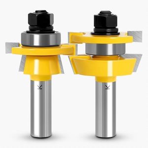 ASNOMY 2Pcs Shaker Rail and Stile Router Bits for Cabinet Door, 1/2 Inch Shank Woodworking Tongue and Groove Router Bit for Cabinet Door