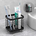 Luxspire Toothbrush Holders for Bathroom, Stainless Steel Electric Toothbrush Holder Wall Mounted, Shower Toothbrush Toothpaste Holder, Bathroom Organizer Essentials, 2 Slots, Black