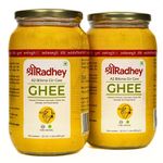 SHREERADHEY A2 Bilona Gir Cow Ghee|1 Litre X 2|Traditional Bilona Method|Cultured|Premium|Immunity Booster|Pure|Natural|Healthy|Fresh|Lactose And Gluten Free|Keto Friendly|Glass Bottle