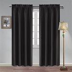 Hiasan Black Curtains 2 Panels 84 Inches Long for Bedroom, Sun Blocking Thermal Insulated Room Darkening Window Curtains for Living Room Decor, 52 Inches Wide