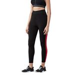 BLINKIN Stretchable Gym Tights & Leggings for Women Workout, High Waist, Tummy Control & Squat Proof Active Wear Yoga Pants (9150_Color_Black with Red Stripes,Size_2XL)