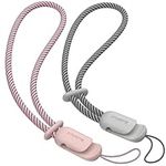 SURPHY Wrist Strap Lanyard for Phone, 2 Pack Adjustable Combination Strap Compatible with Phone, Airpods, Purse, Keychain and more, Pink & Grey