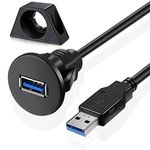 URWOOW Small USB 3.0 Male to Female AUX Flush Panel Mount Extension Cable for Car Truck Boat Motorcycle Dashboard 6ft