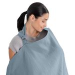 Comfy Cubs Nursing Cover for Baby Breastfeeding - 100% Muslin Cotton, Soft & Breathable Cotton, Breastfeeding Pumping Cover for Mom, with Rigid Hoop - Privacy Unisex Lightweight Wrap (Pacific Blue)