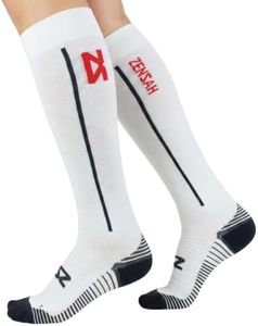 Zensah Featherweight Compression Socks - Ultra-Lightweight Running Compression Socks for Women, Men (Medium, White)